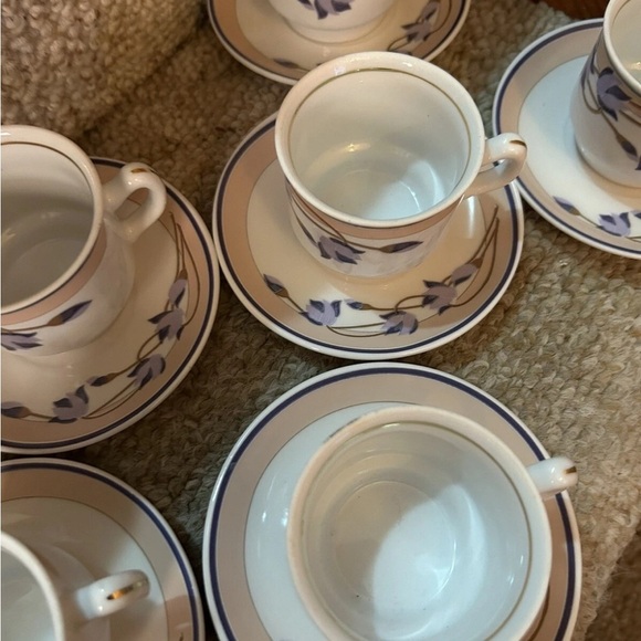 Fena Porzellan Elegant Purple & White Flowers Espresso Cup Set/6 - Picture 6 of 12